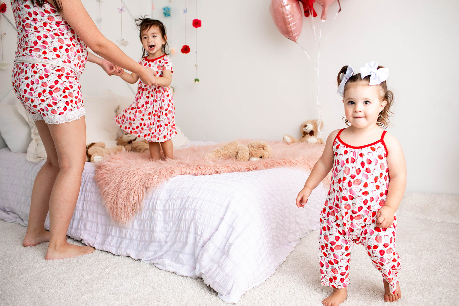 Strawberry Fields Mom Shorts Set