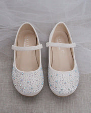 Satin Maryjane Flats With Rhinestones Embellishment