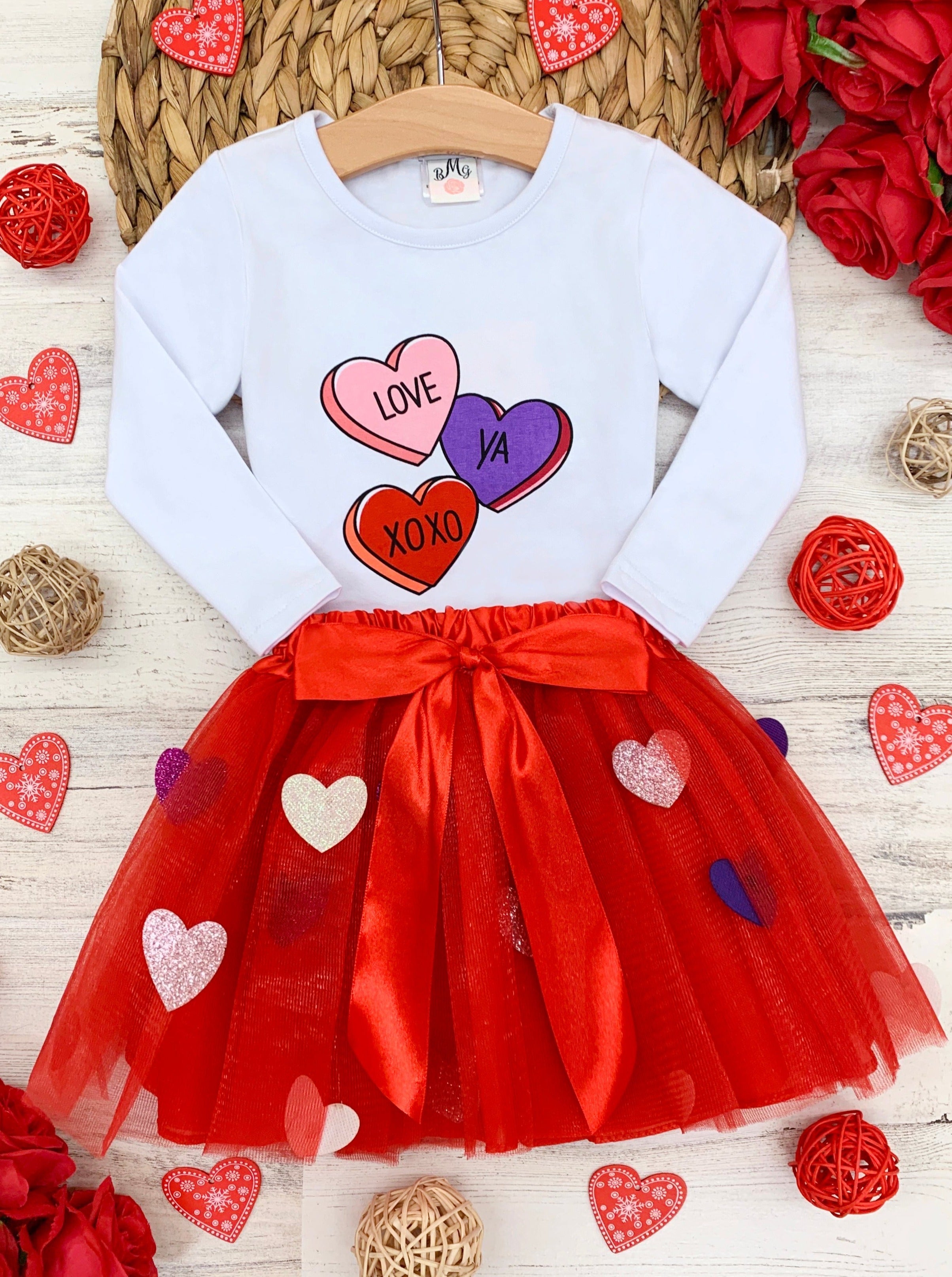 Love Ya Sparkle Heart Tutu Skirt Set