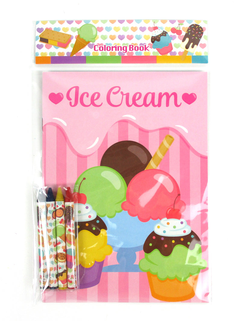 Ice Cream Coloring Books With Crayons Party Favors - Set Of 6 Or 12
