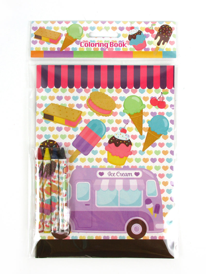 Ice Cream Coloring Books With Crayons Party Favors - Set Of 6 Or 12