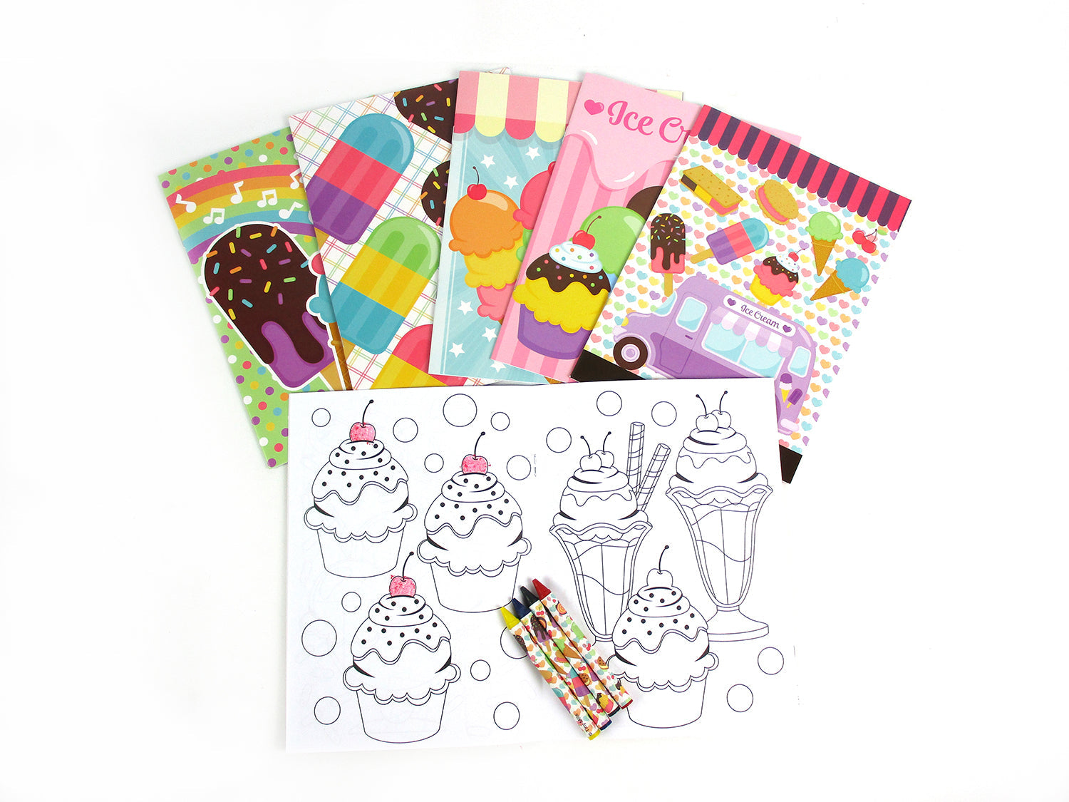 Ice Cream Coloring Books With Crayons Party Favors - Set Of 6 Or 12