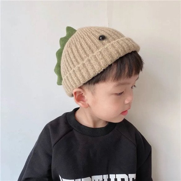 Dinosaur Spike Toddler Beanie | Hand-knitted Cotton & Wool Winter Hat