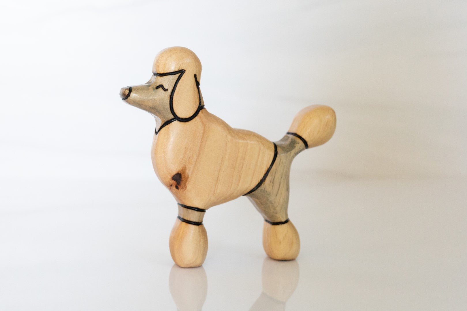 Wooden Fancy Poodle Toy Dog