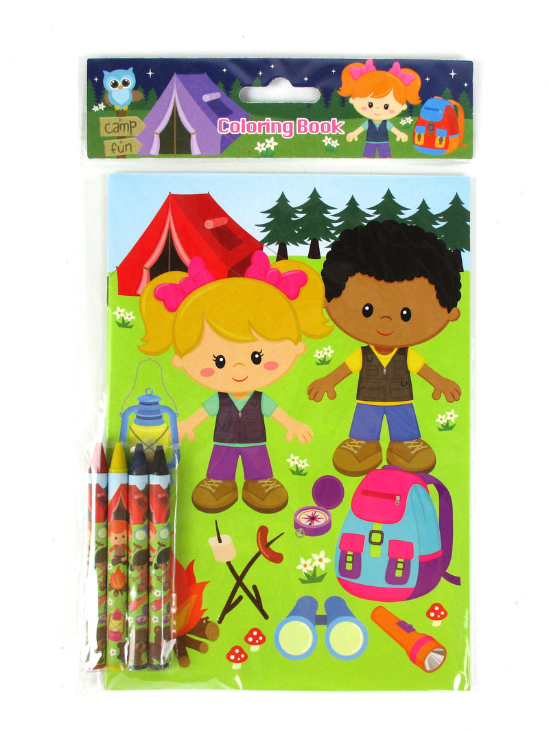 Camping Wilderness Coloring Books With Crayons Party Favors - Set Of 6 Or 12