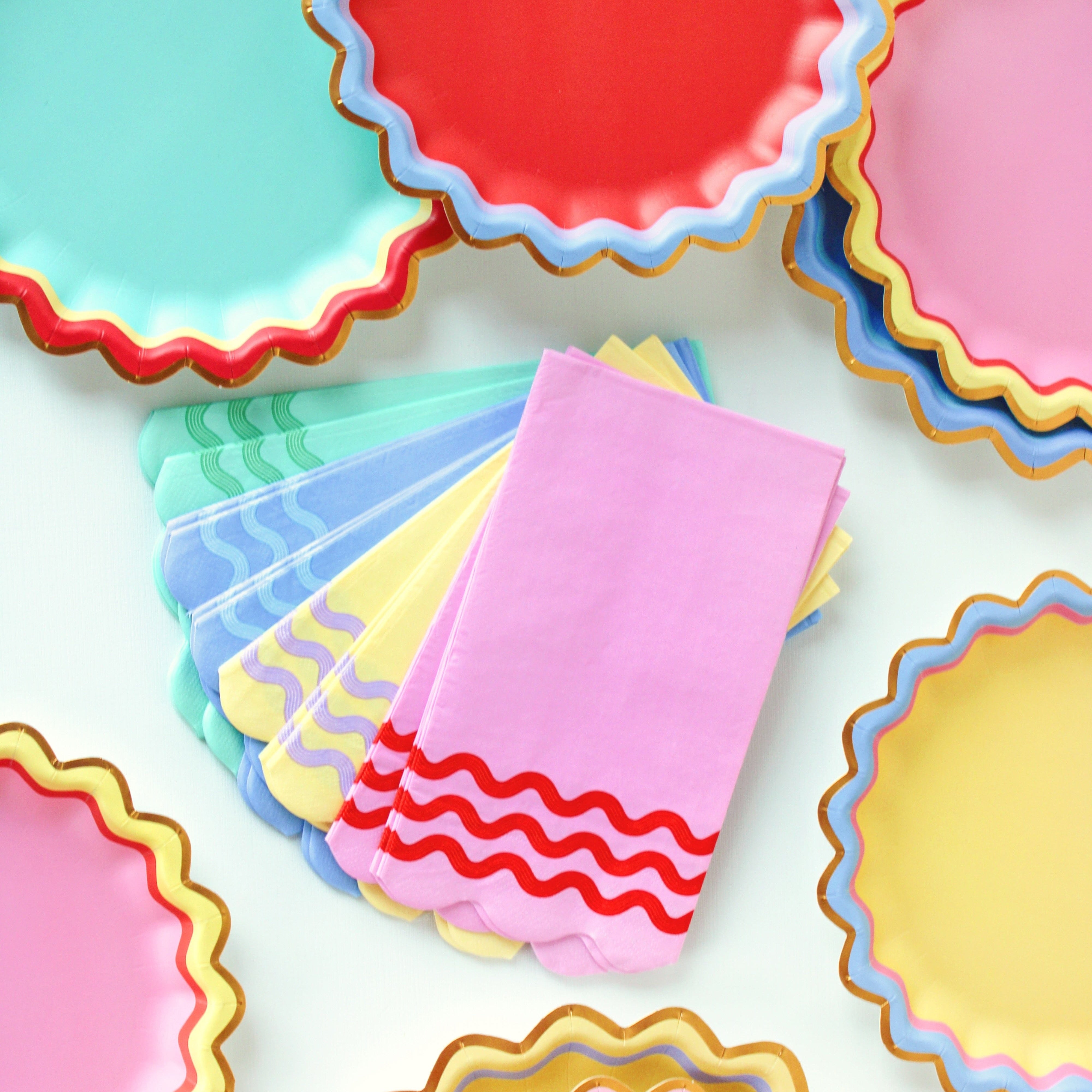 Rainbow Ric Rac Assorted Dessert Plates (10 Count)