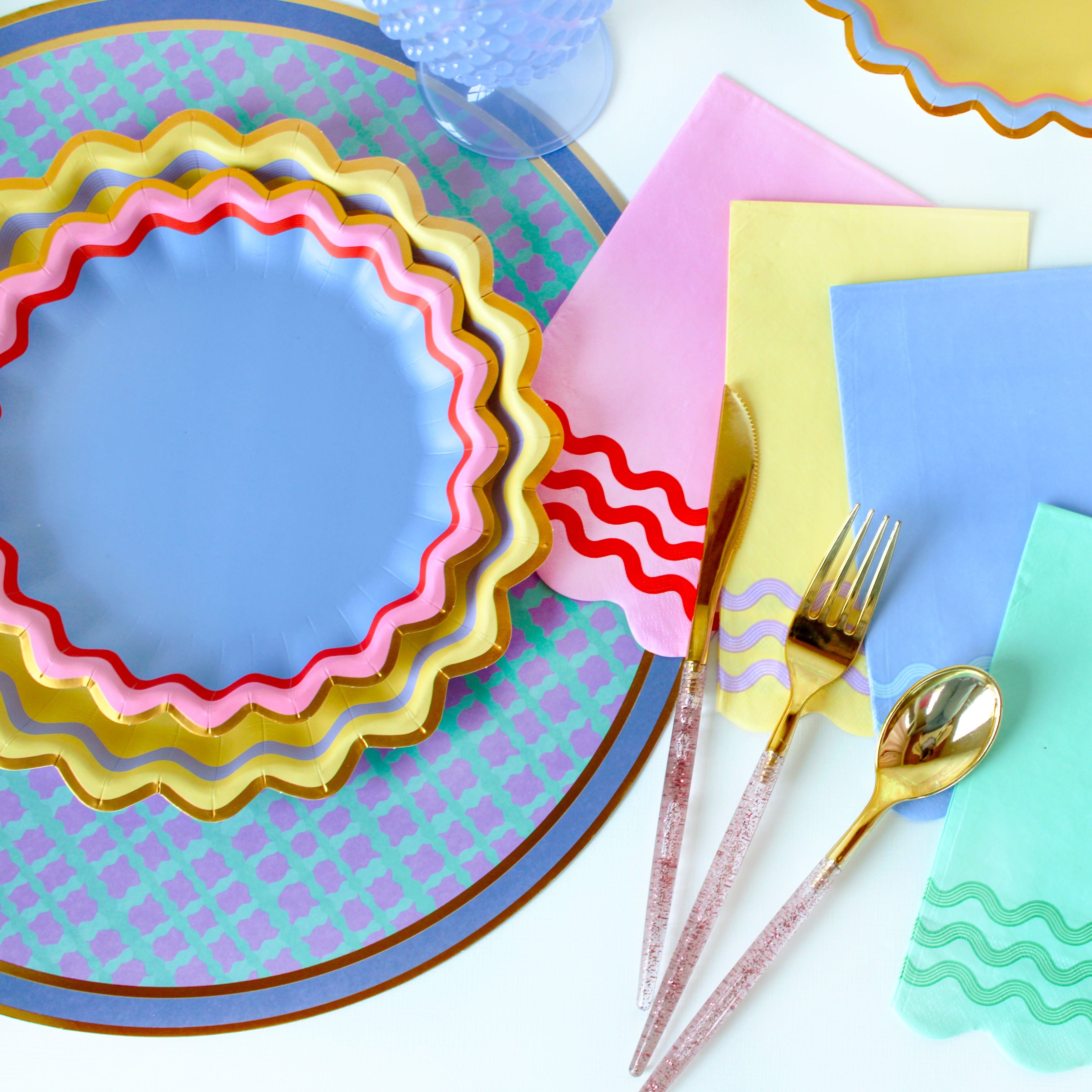 Rainbow Ric Rac Assorted Dessert Plates (10 Count)