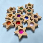 7 Pcs Wooden Gemmed Stars Blocks Set
