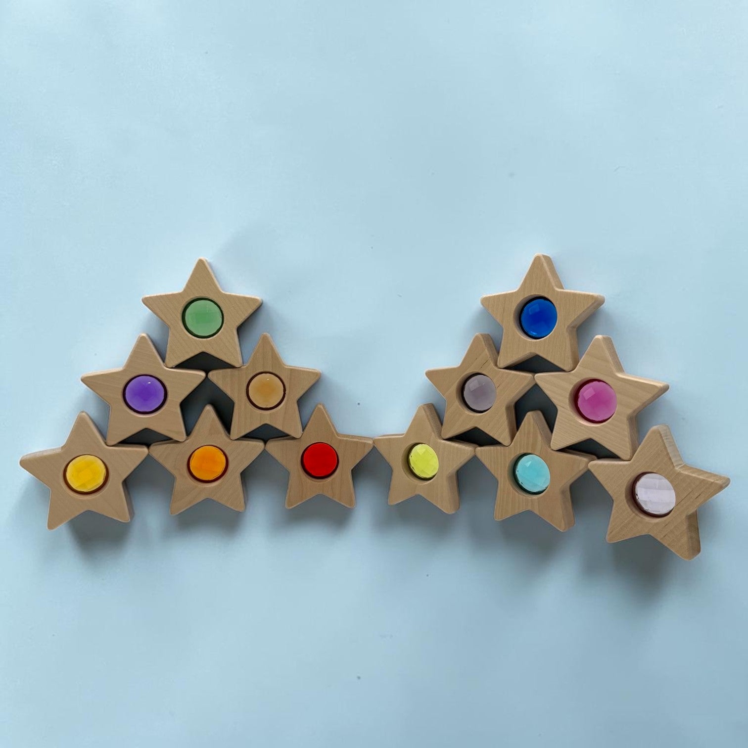 7 Pcs Wooden Gemmed Stars Blocks Set
