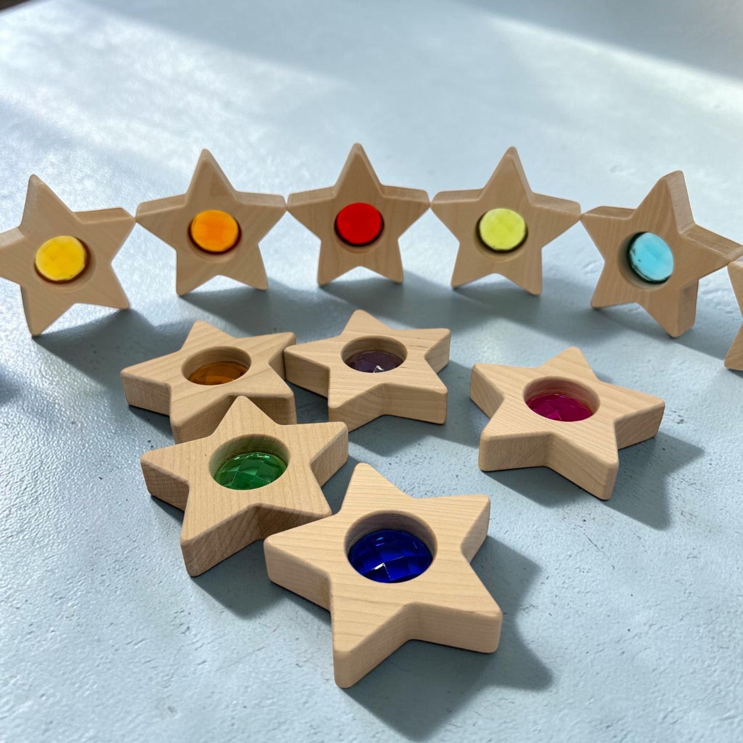 7 Pcs Wooden Gemmed Stars Blocks Set