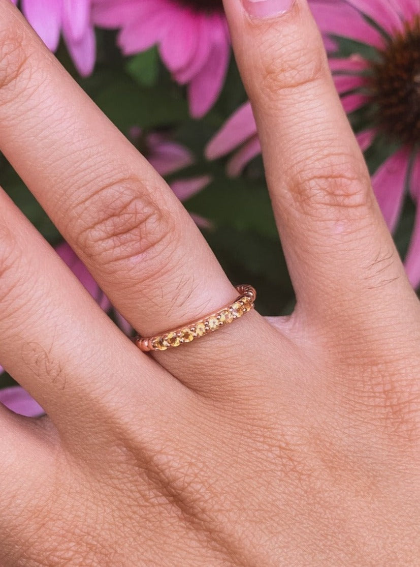 Delicate Rose Gold And Citrine Band