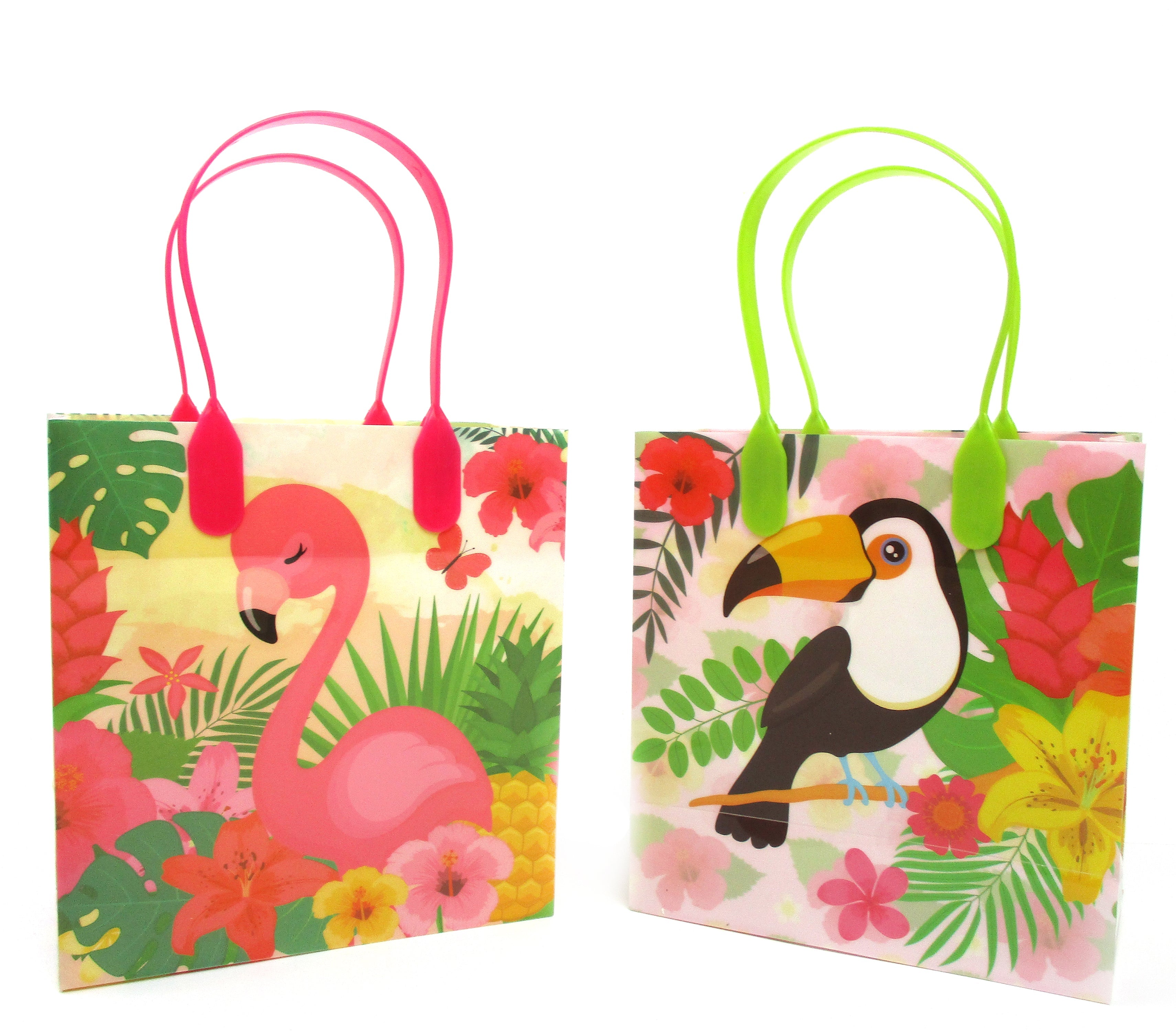 Flamingo Tropical Luau Party Favor Bags Treat Bags - Set Of 6 Or 12