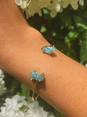 Apatite And Gold Cuff Bracelet