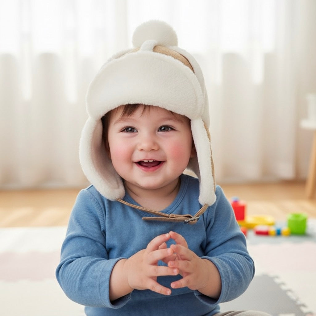Kids Sherpa Aviator Winter Hat With Ear Flaps | Warm Fleece Pullover