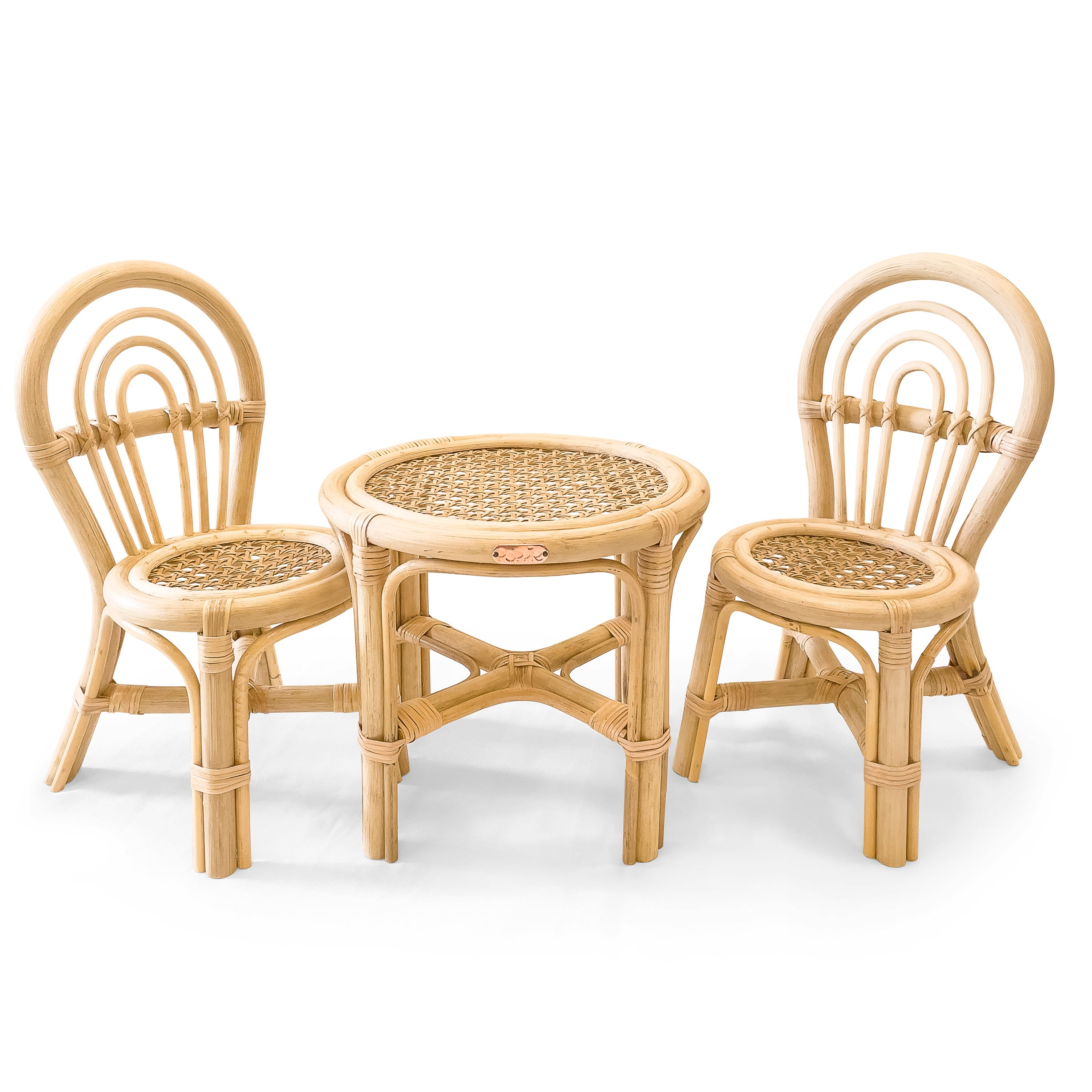 Rattan Doll Table & Chairs Set