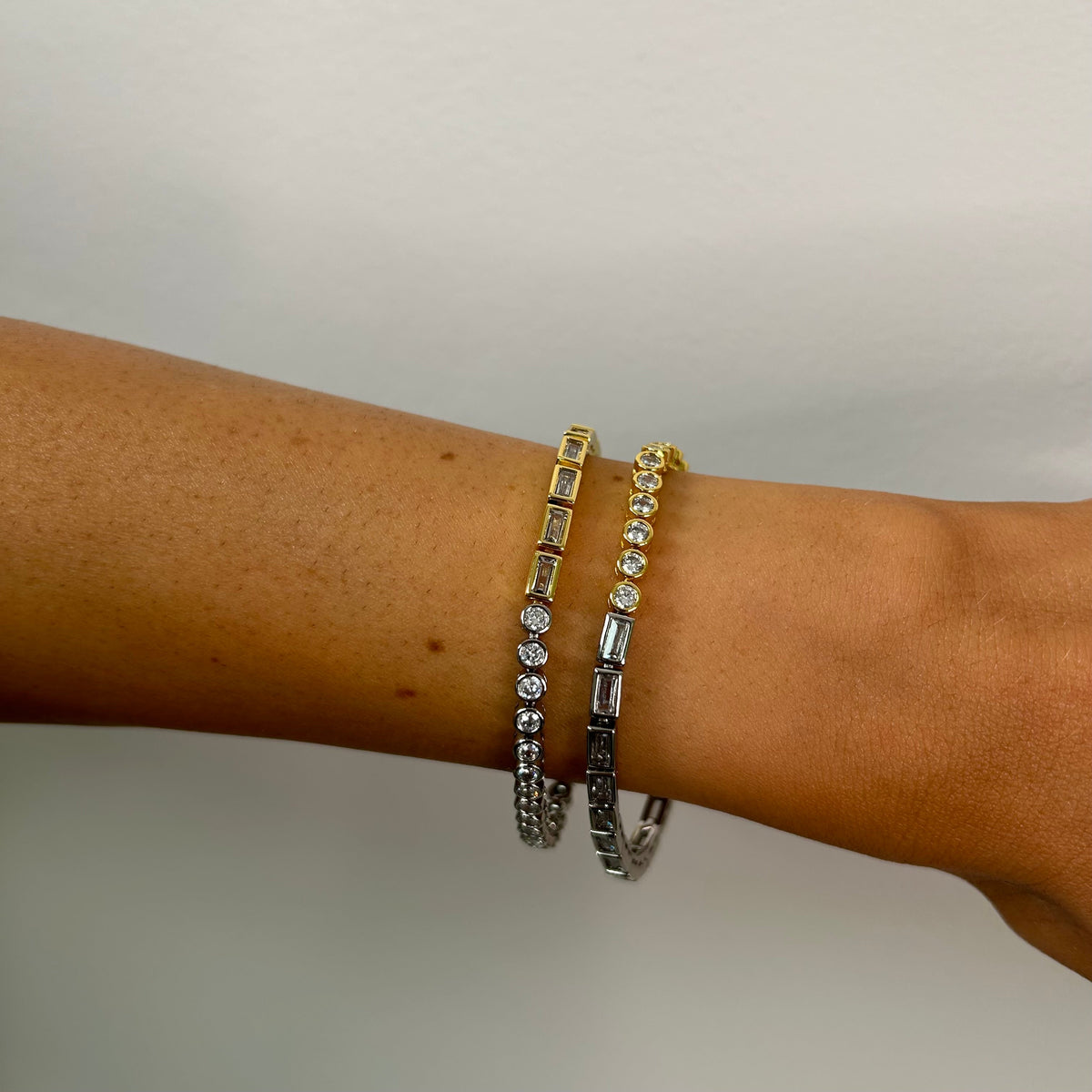 Spencer Two-tone Bezel Tennis Bracelet