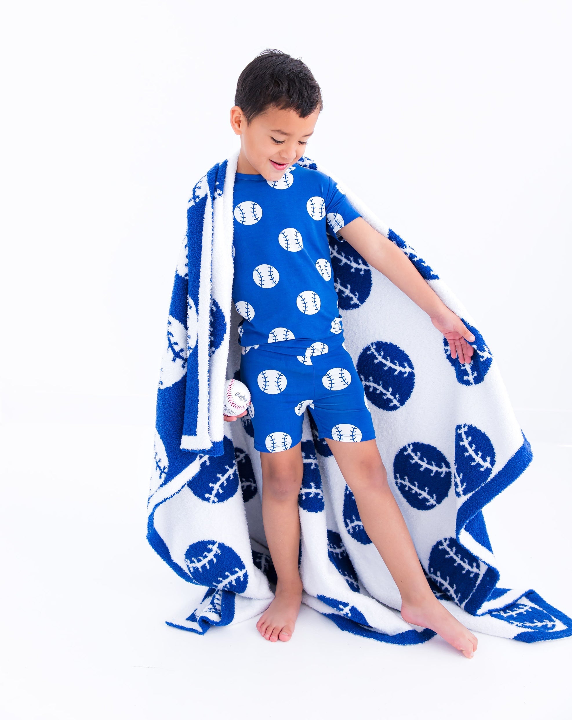 Baseball Plush Blanket- Blue/toddler