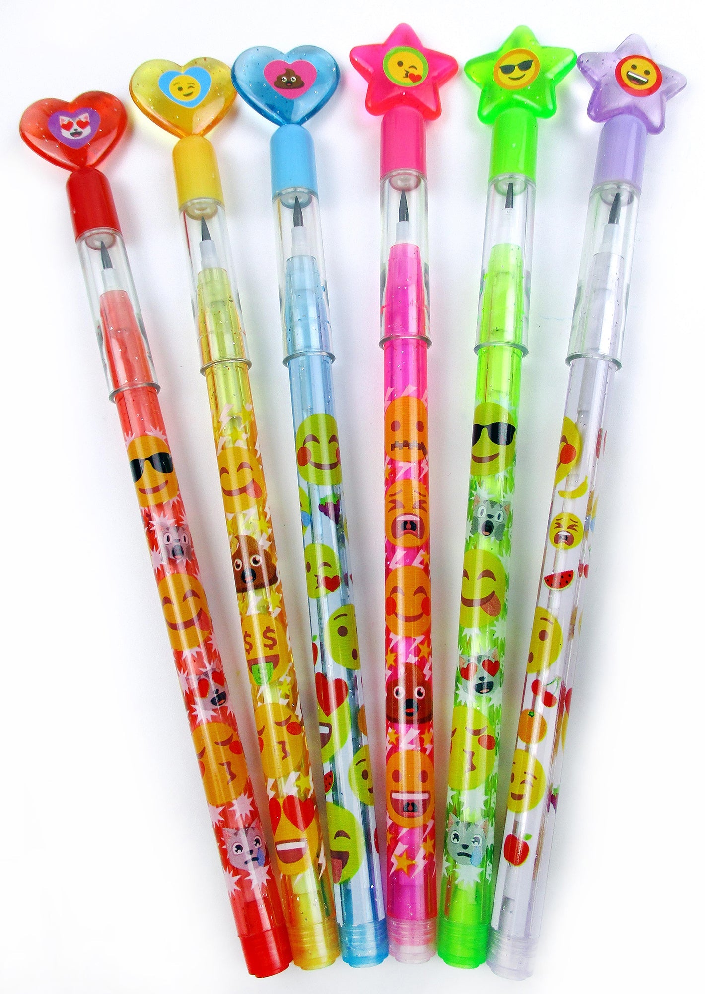 Emoji Stackable Point Pencils - Set Of 6