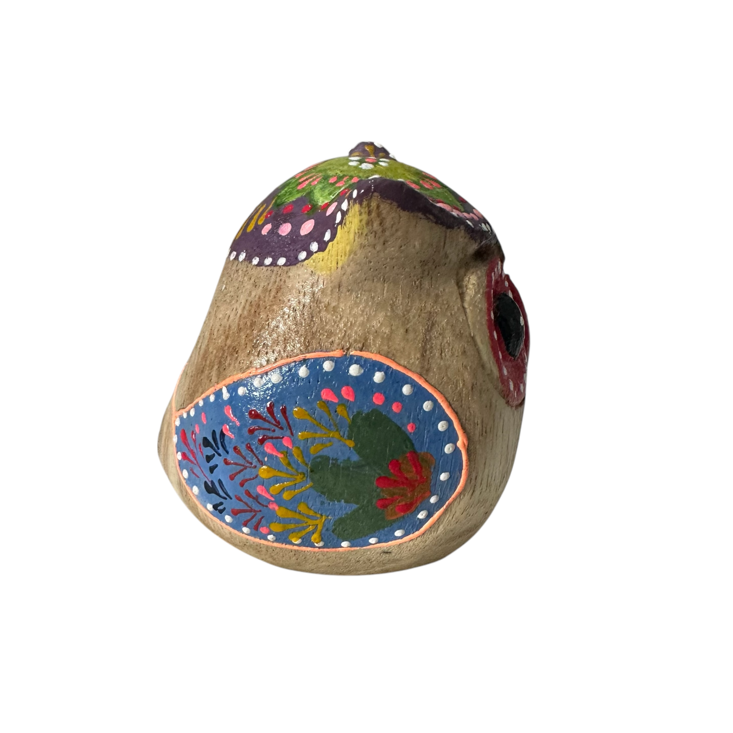 Hand-painted Wooden Owl Figurine - Classic Red & Colorful Accents