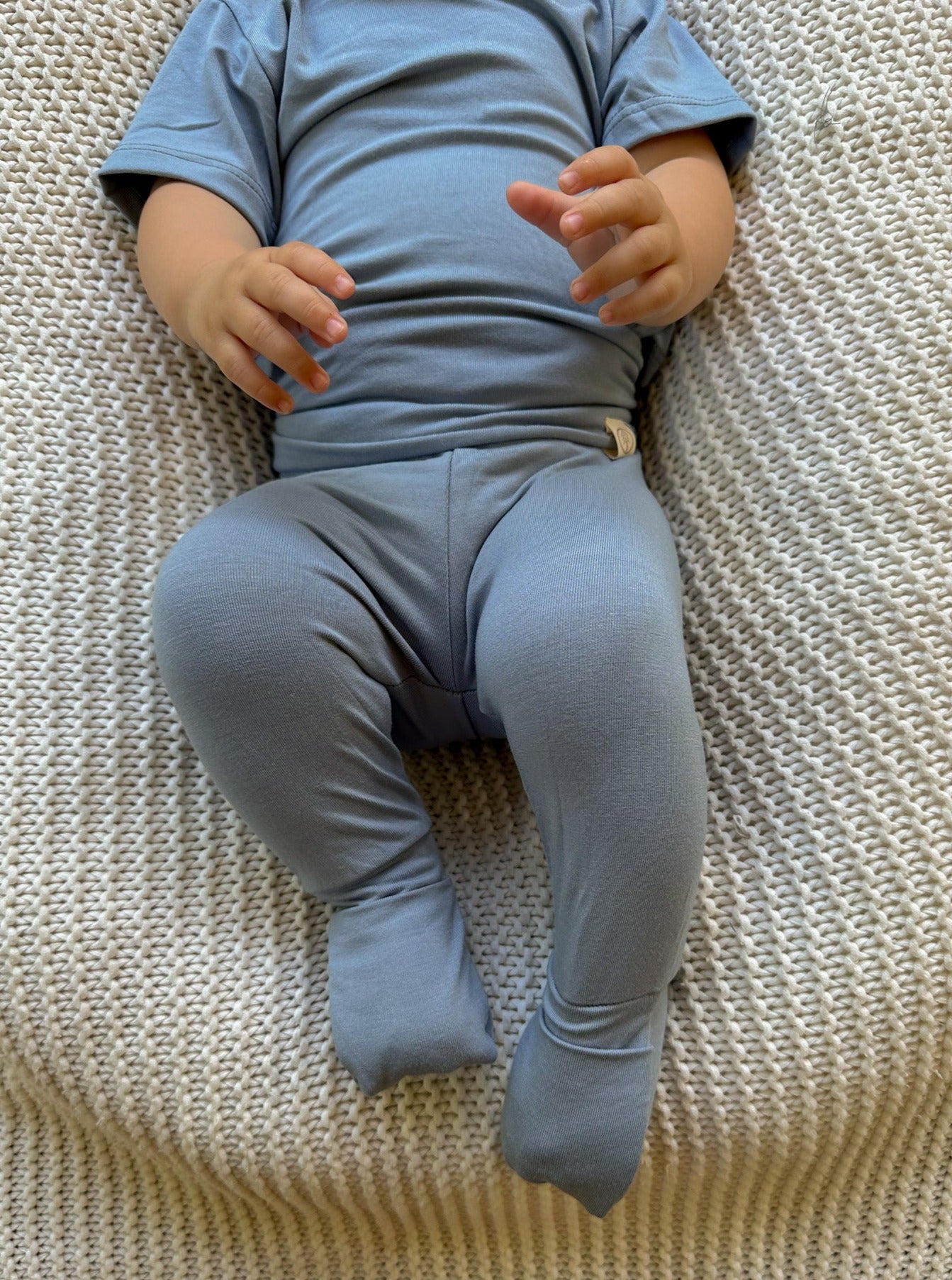 *preorder* Fold-over Footie Leggings | Baby & Toddler | Luxury Bamboo | Dusty Blue