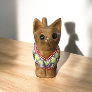 Brown With Purple Floral – Amethyst Charm Cat