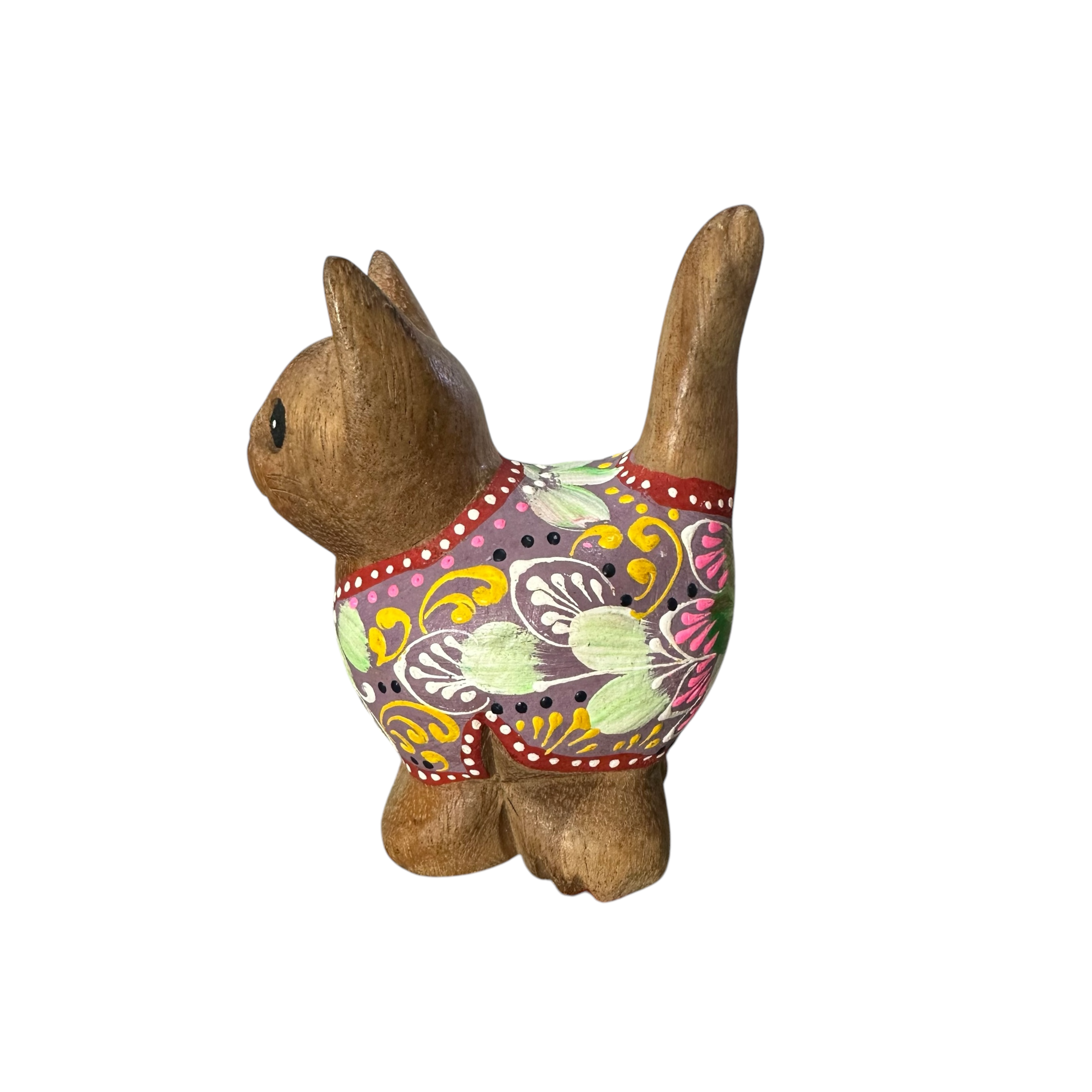 Brown With Purple Floral – Amethyst Charm Cat