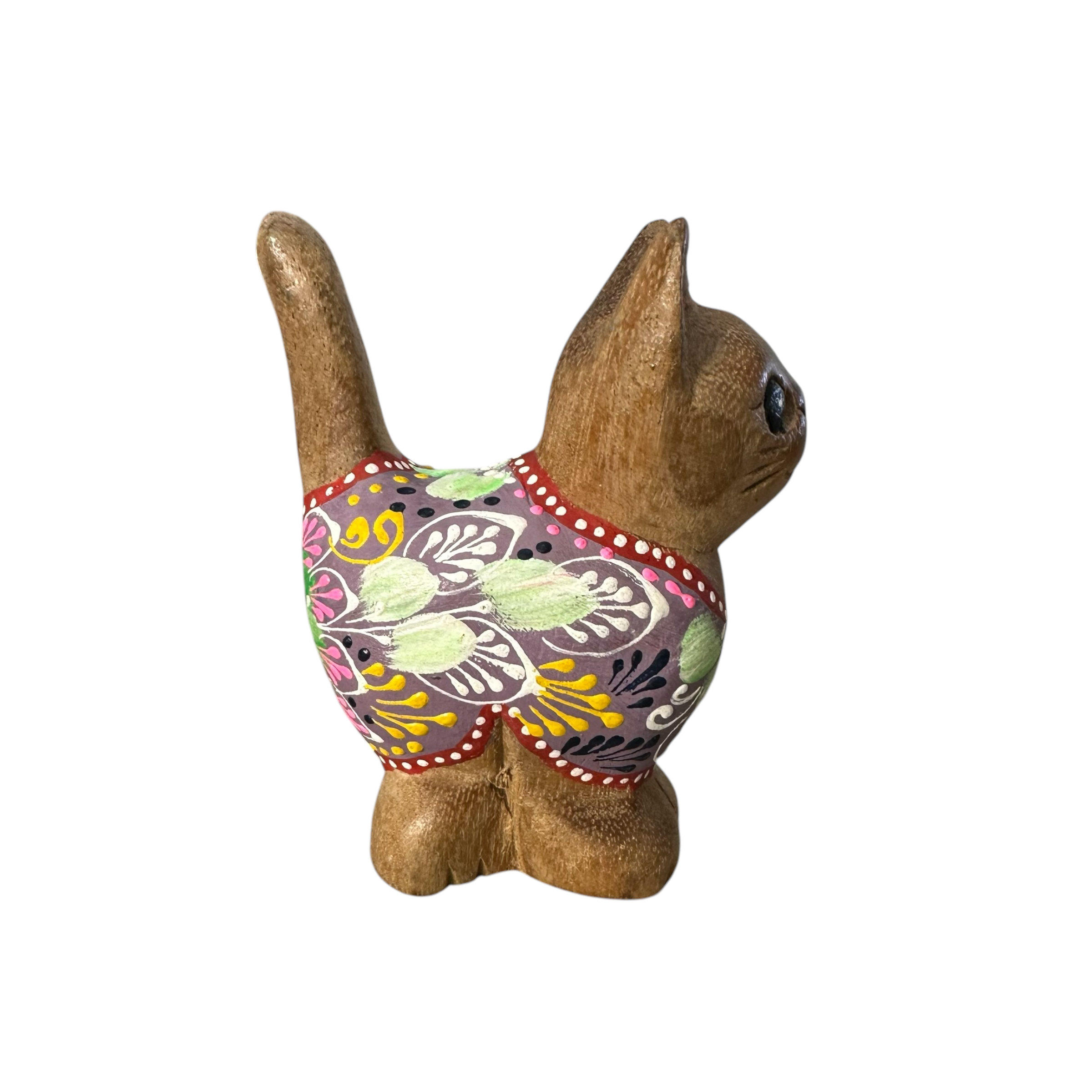 Brown With Purple Floral – Amethyst Charm Cat
