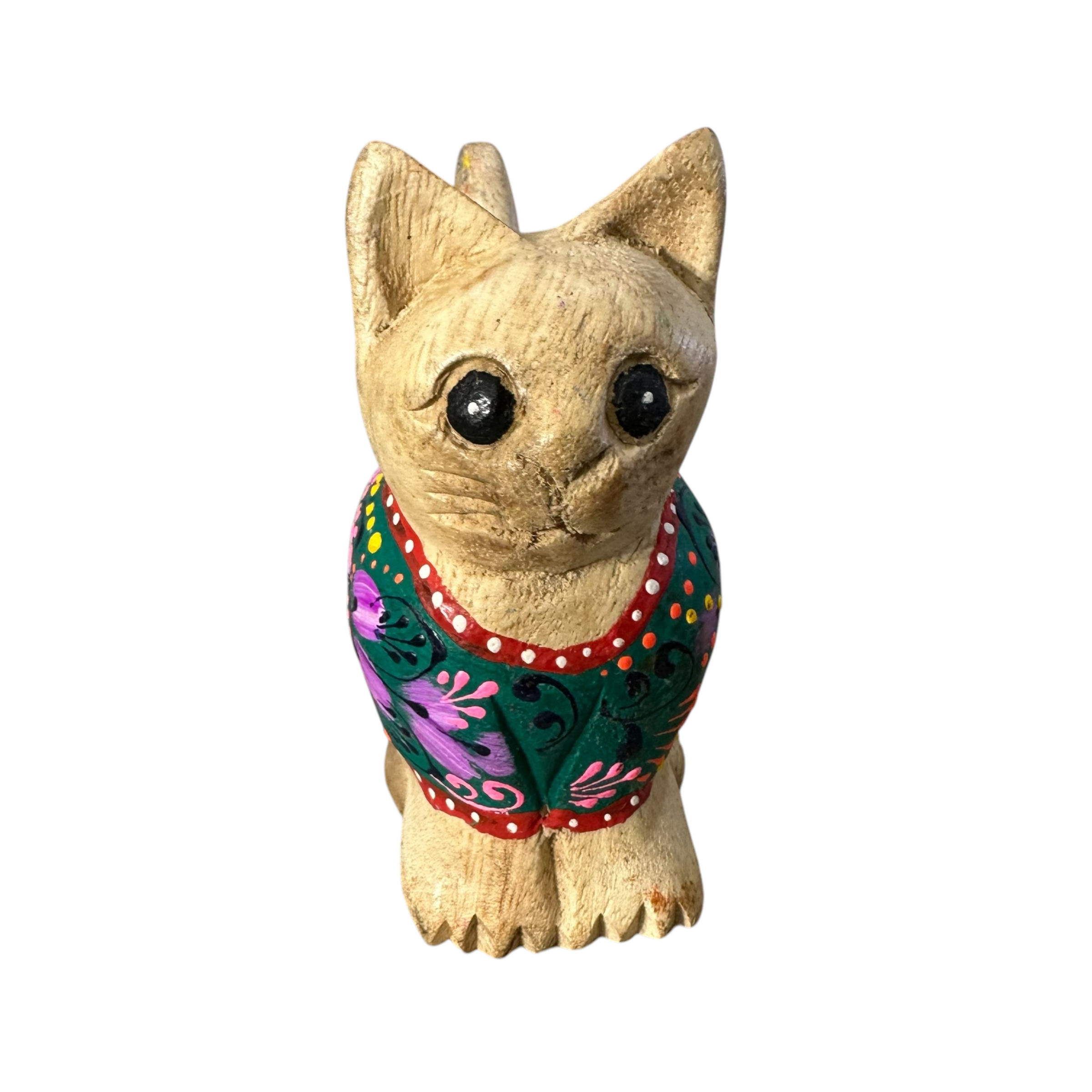 Light Wood With Green & Pink Floral – Emerald Bloom Cat