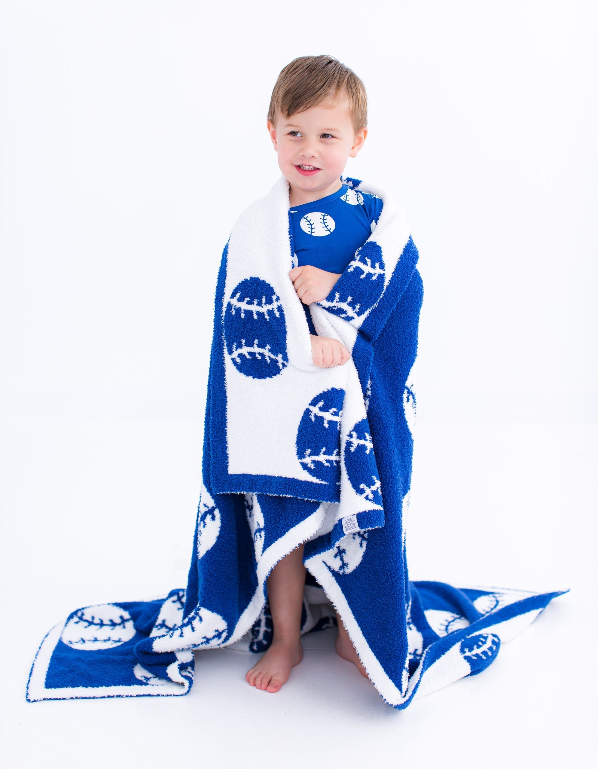 Baseball Plush Blanket- Blue/toddler