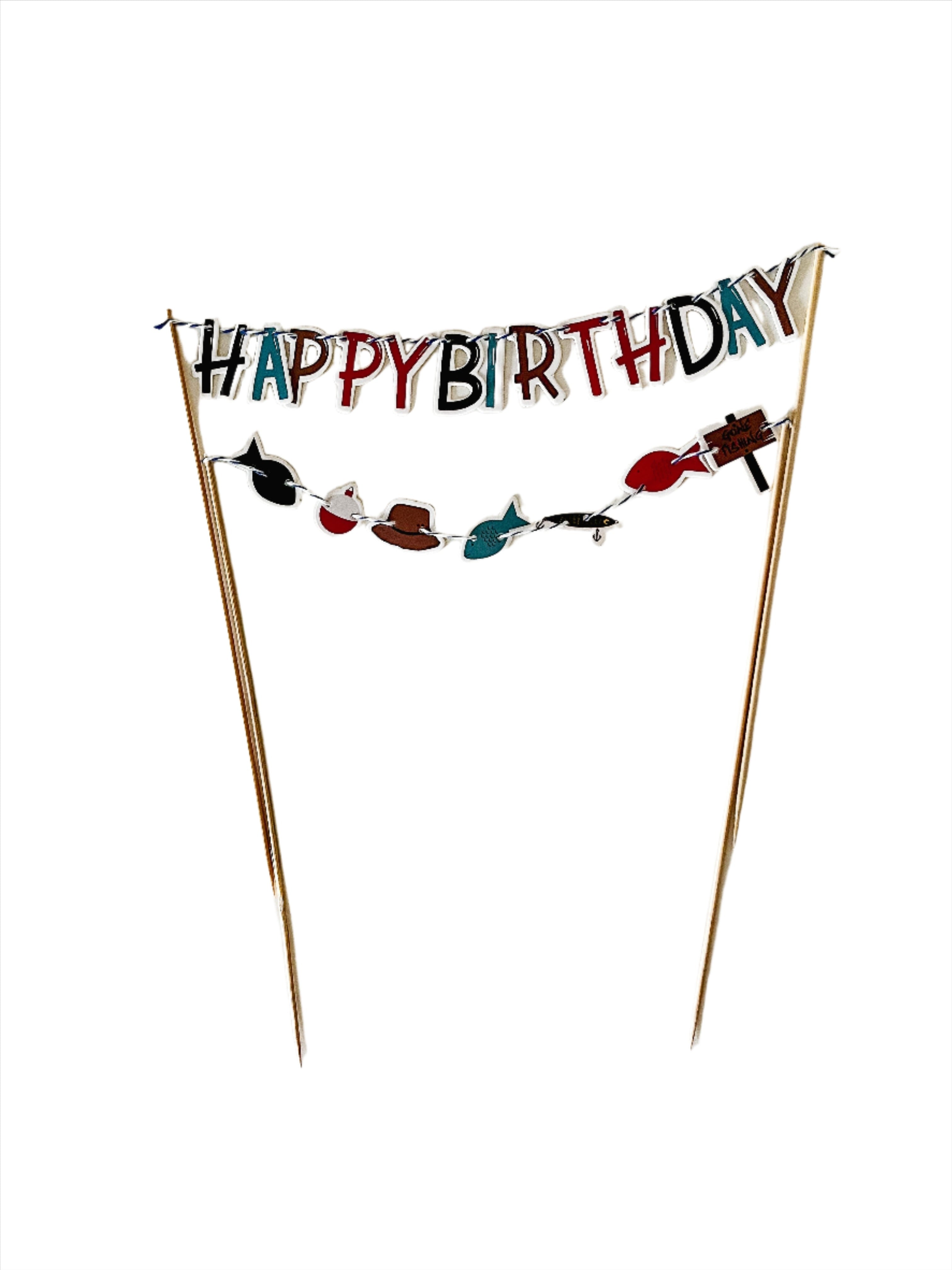 Fishing Happy Birthday Cake Banner