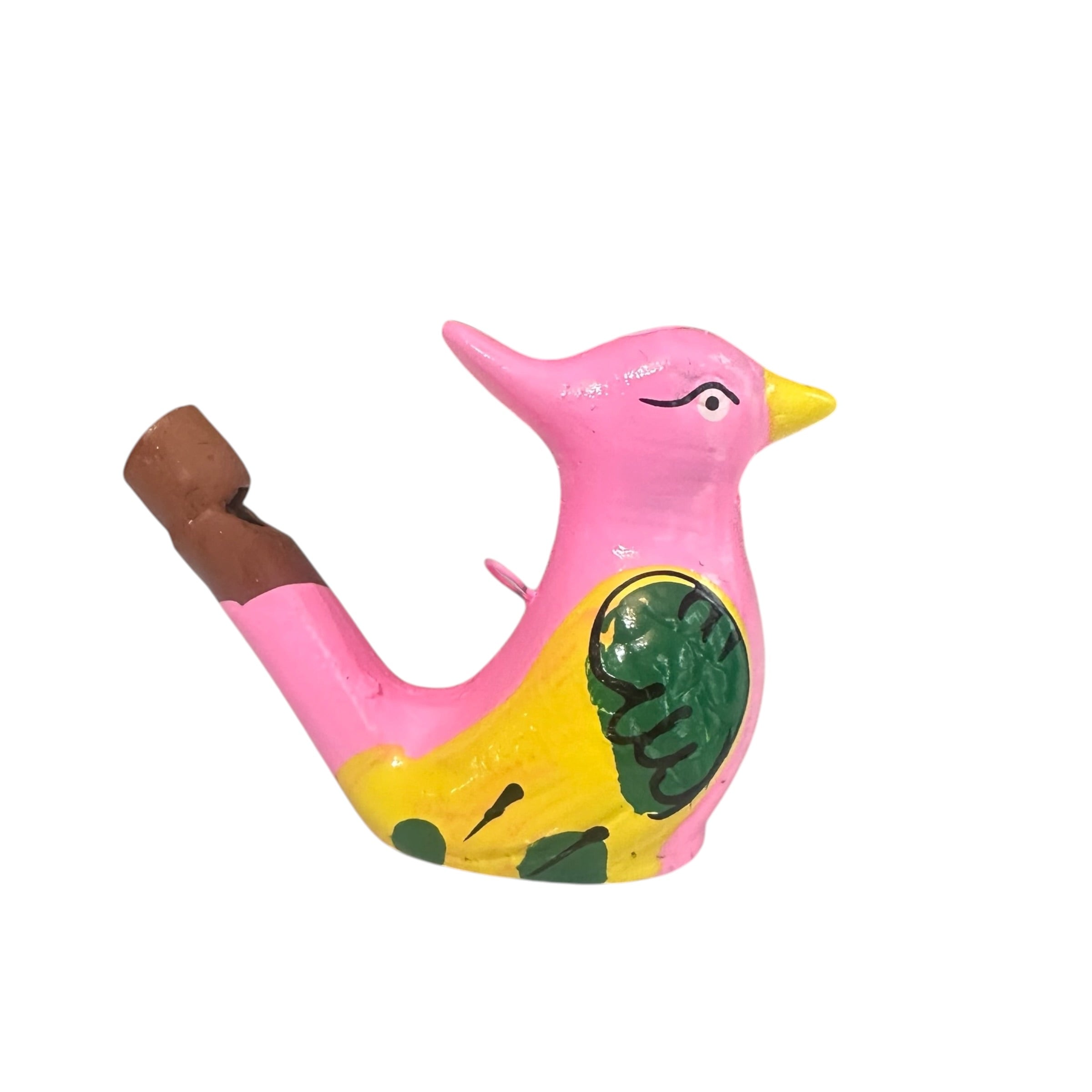 Clay Water Whistle Bird (pink Crest)