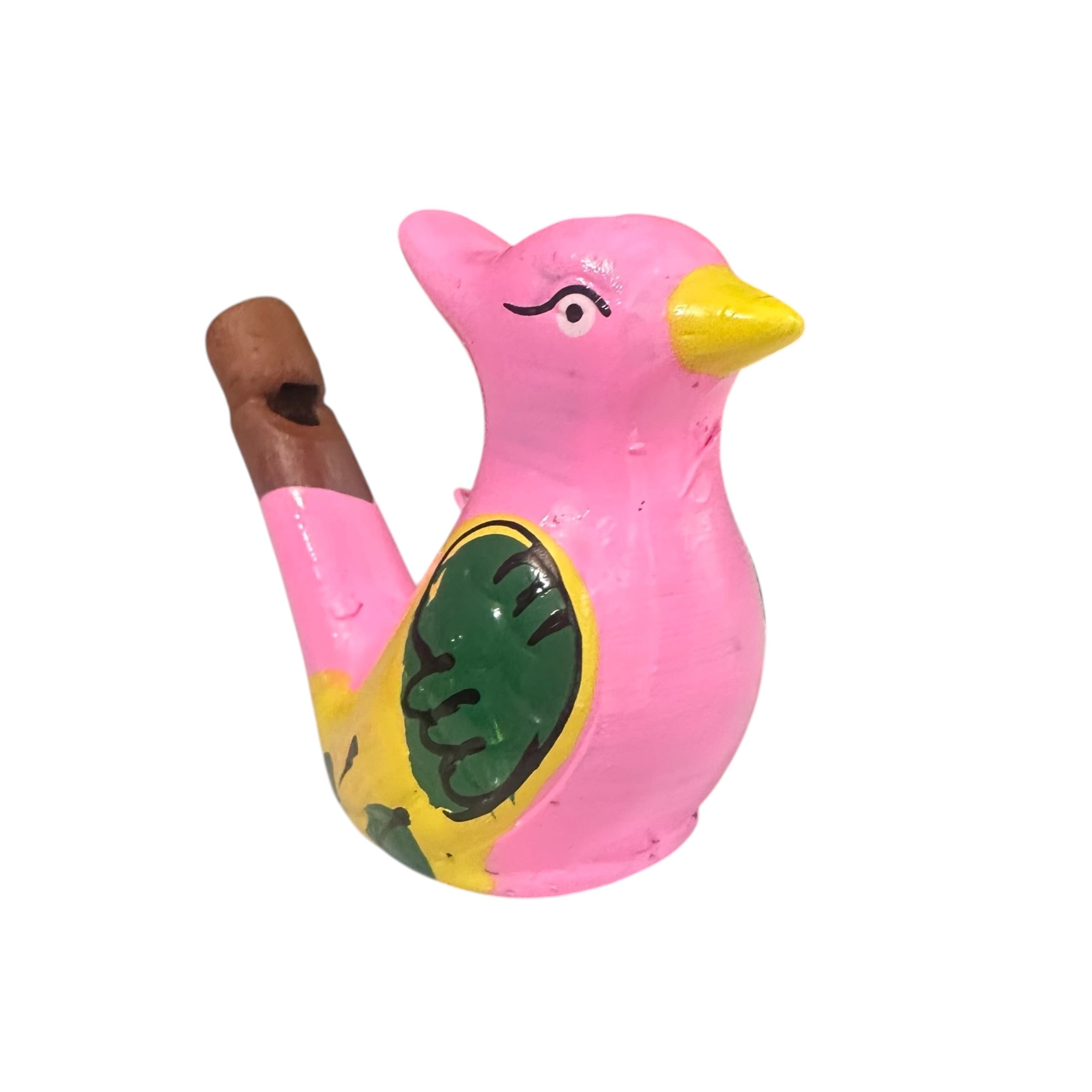 Clay Water Whistle Bird (pink Crest)