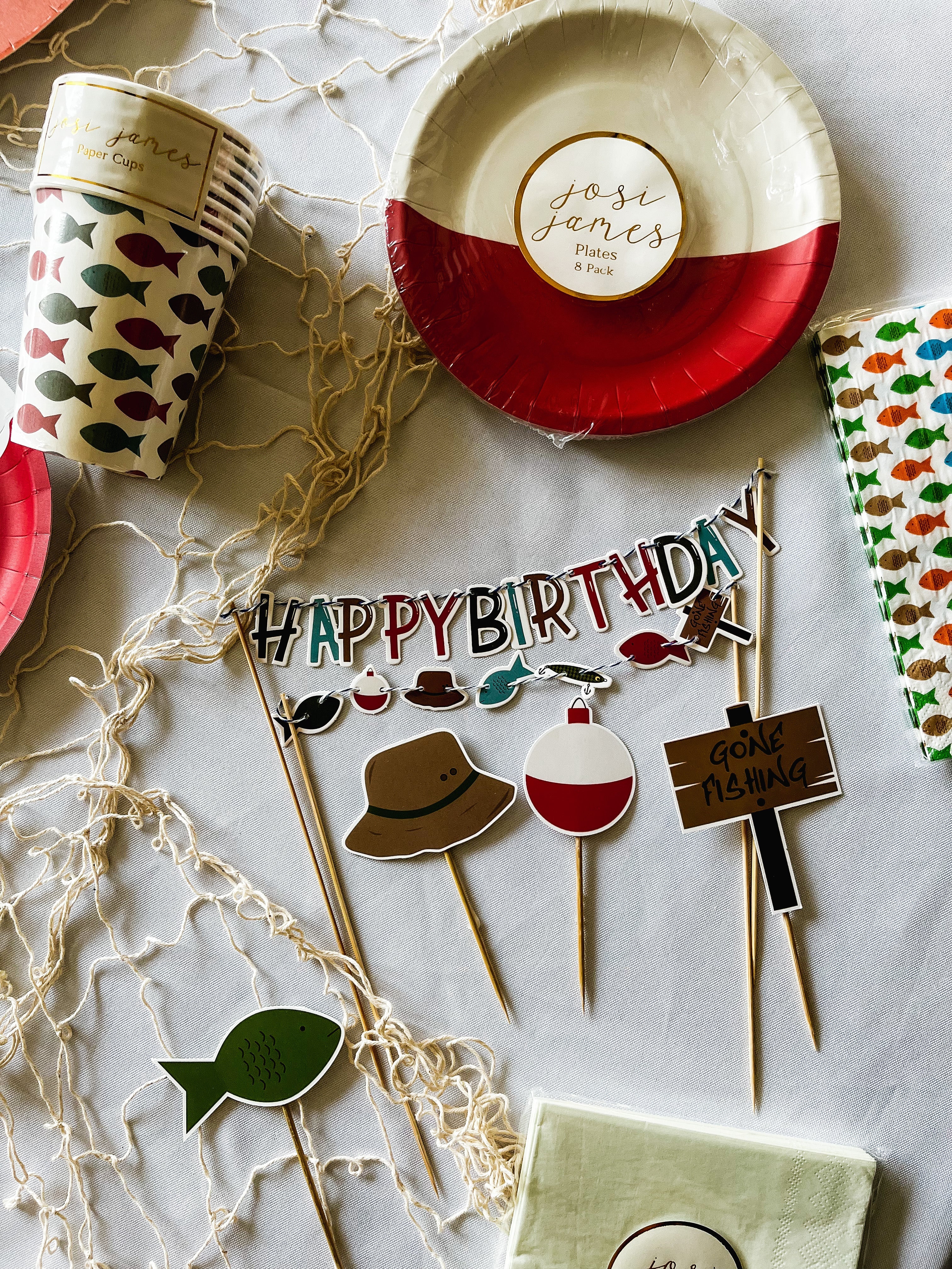 Fishing Happy Birthday Cake Banner