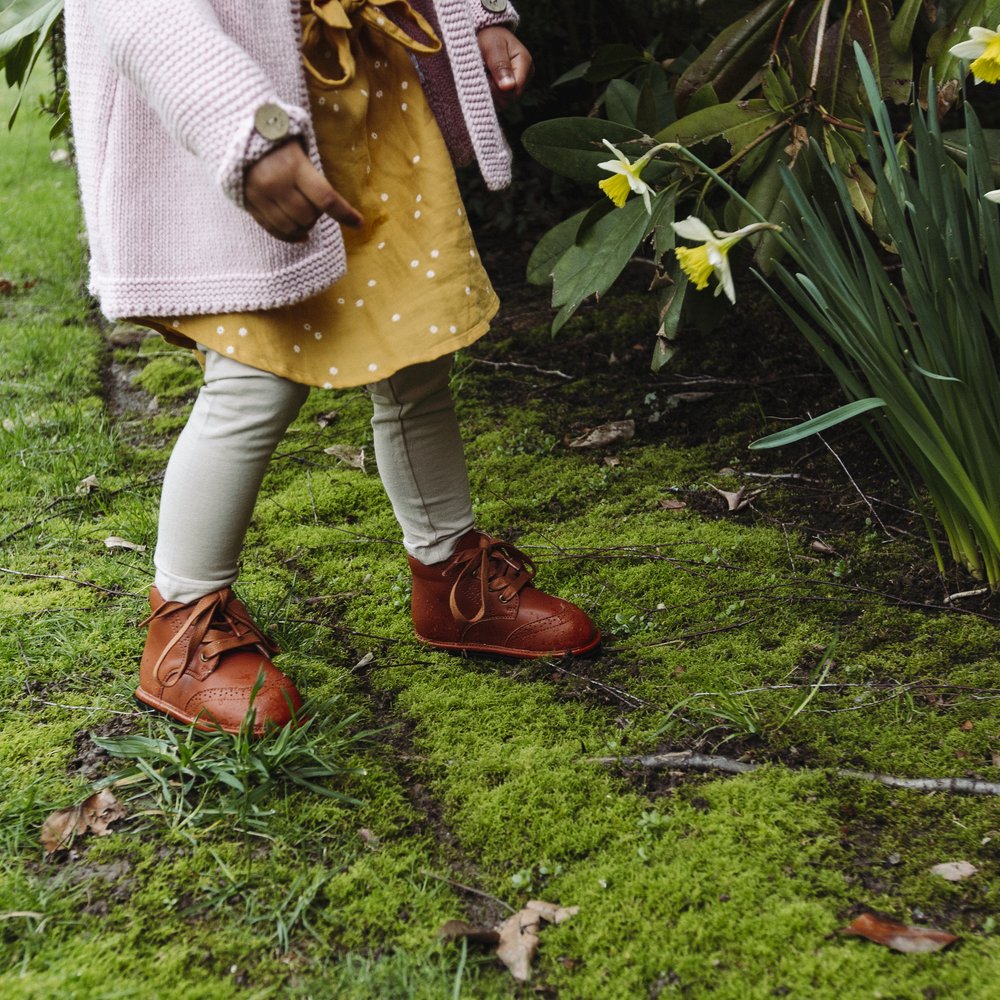 Waterproof Hand-stitched Kids’ Boots With Flexible Sole |chestnut