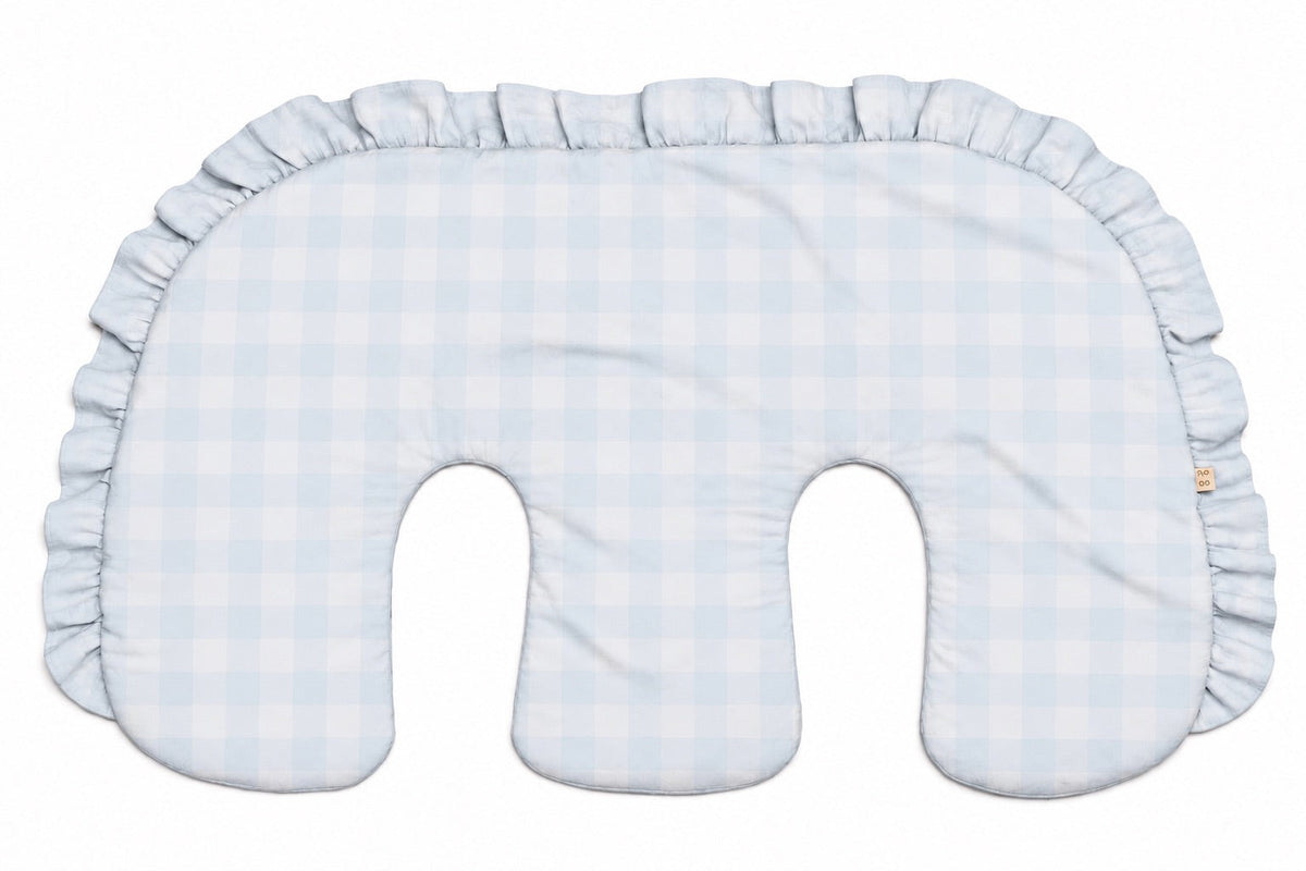 Beige Ruffle Gingham Twins Nursing Pillow Cover