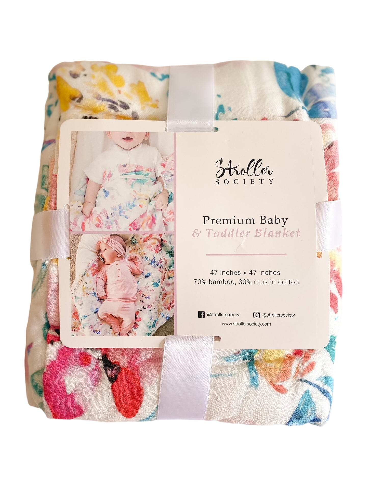 Premium Toddler And Baby Blanket - Bamboo And Cotton - Flora