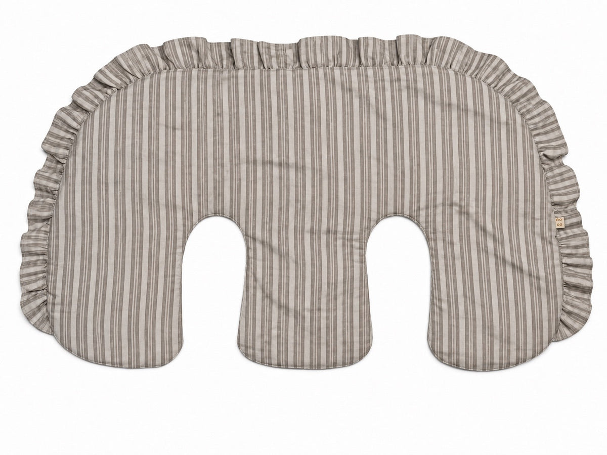 Beige Ruffle Gingham Twins Nursing Pillow Cover