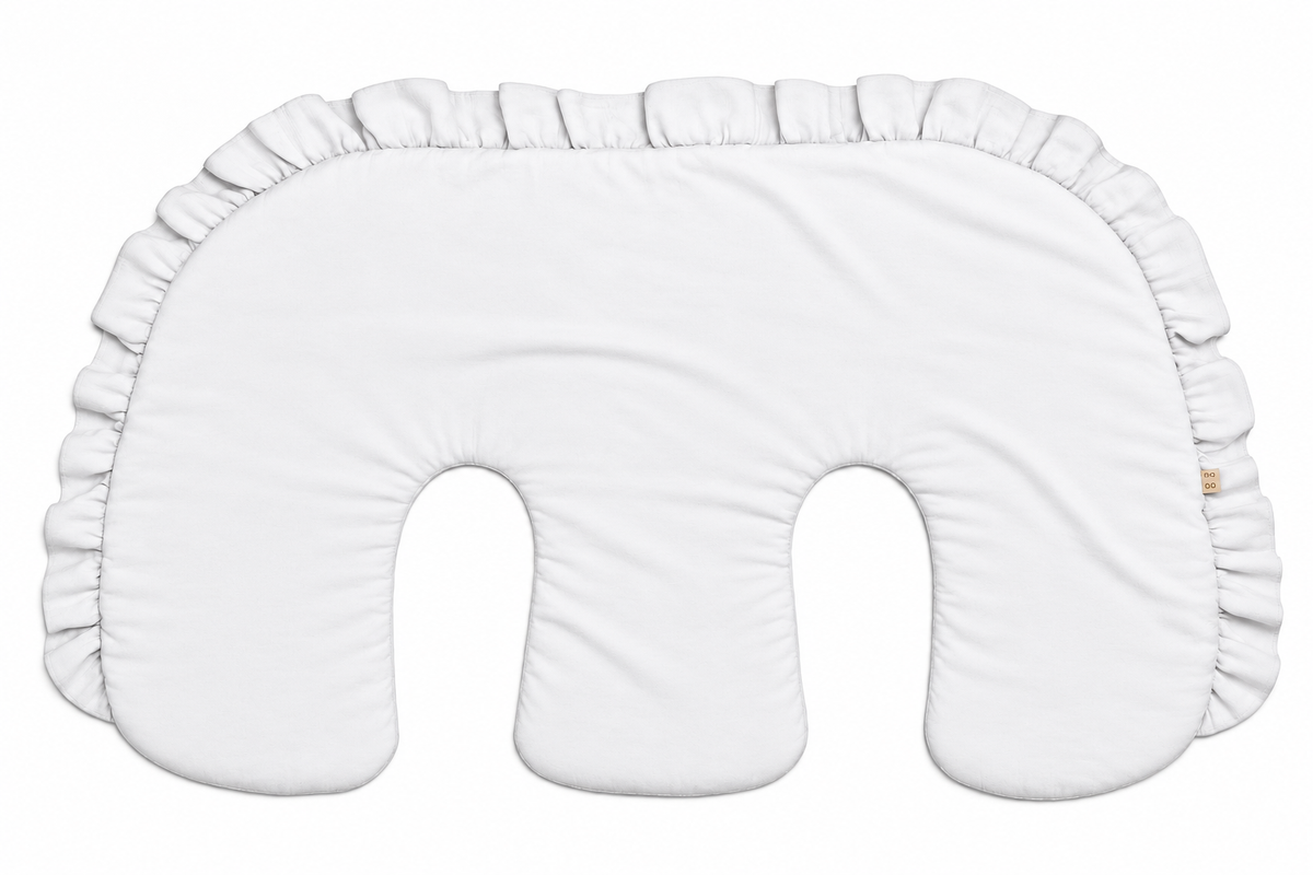 Beige Ruffle Gingham Twins Nursing Pillow Cover
