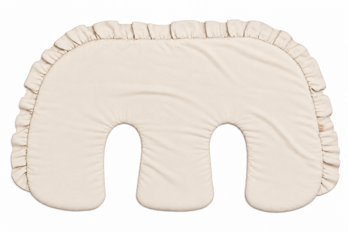 Beige Ruffle Gingham Twins Nursing Pillow Cover
