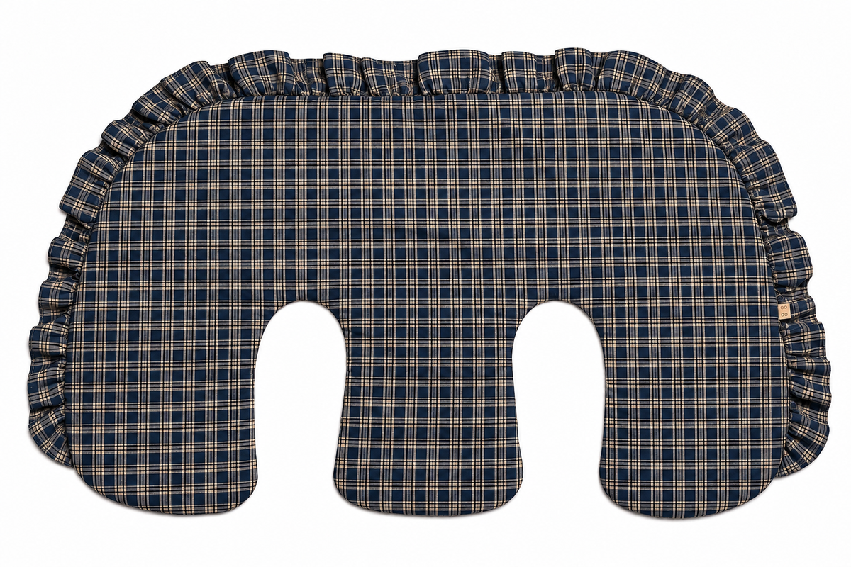 Beige Ruffle Gingham Twins Nursing Pillow Cover