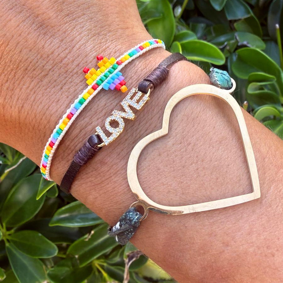Rainbow Miyuki Heart Bracelet