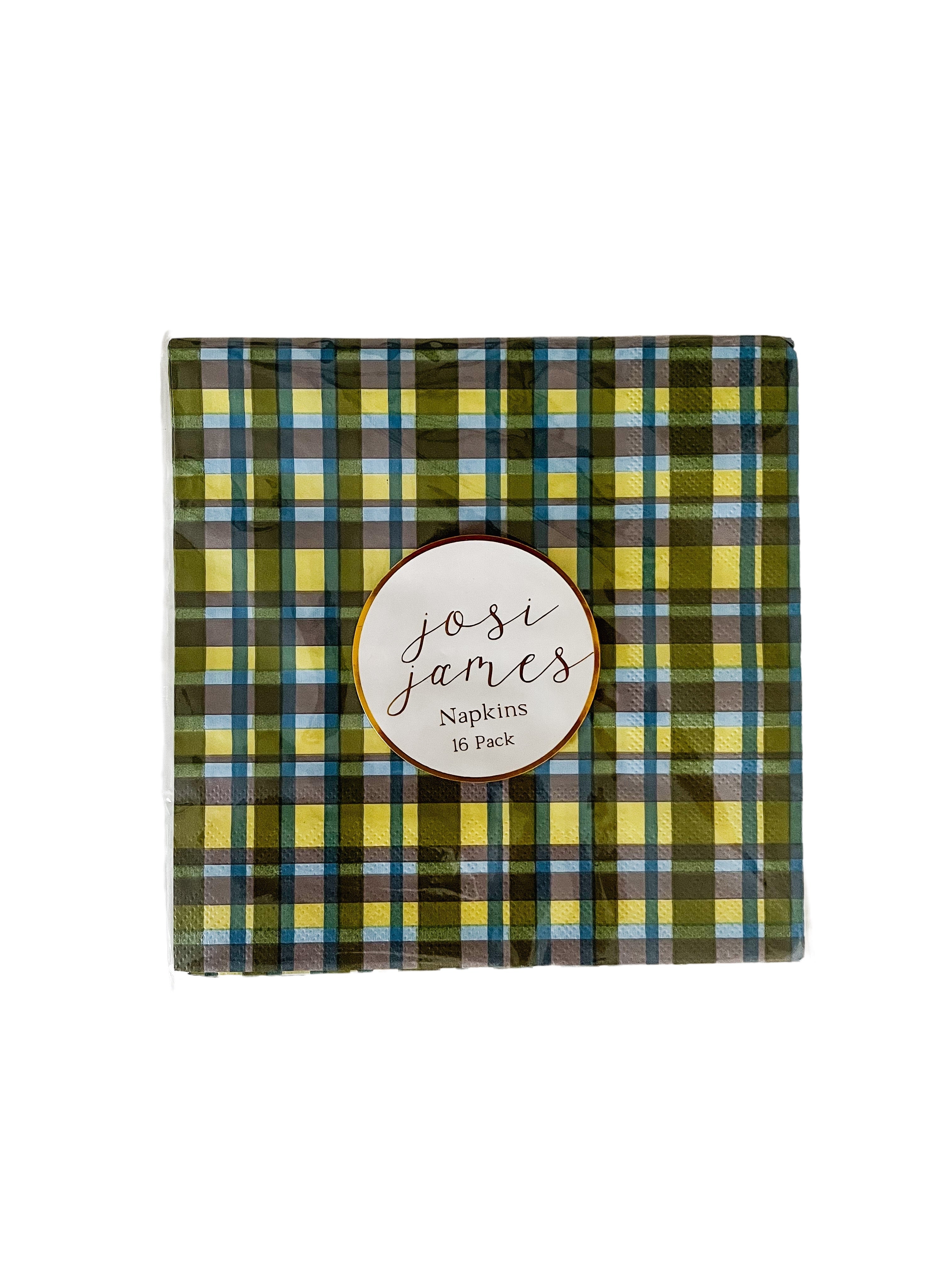 Green & Blue Plaid Napkins Large