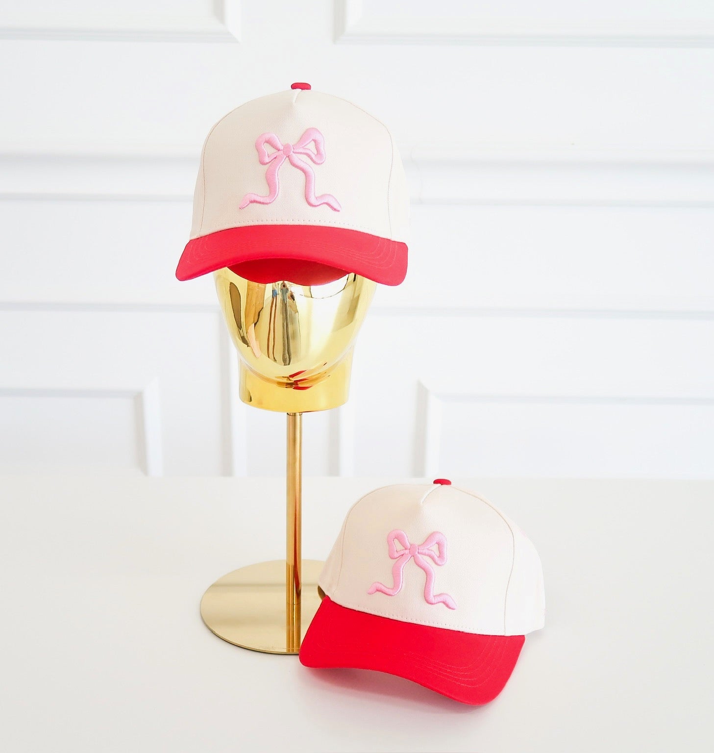 Red/pink Bow - Cutesy, Canvas Caps