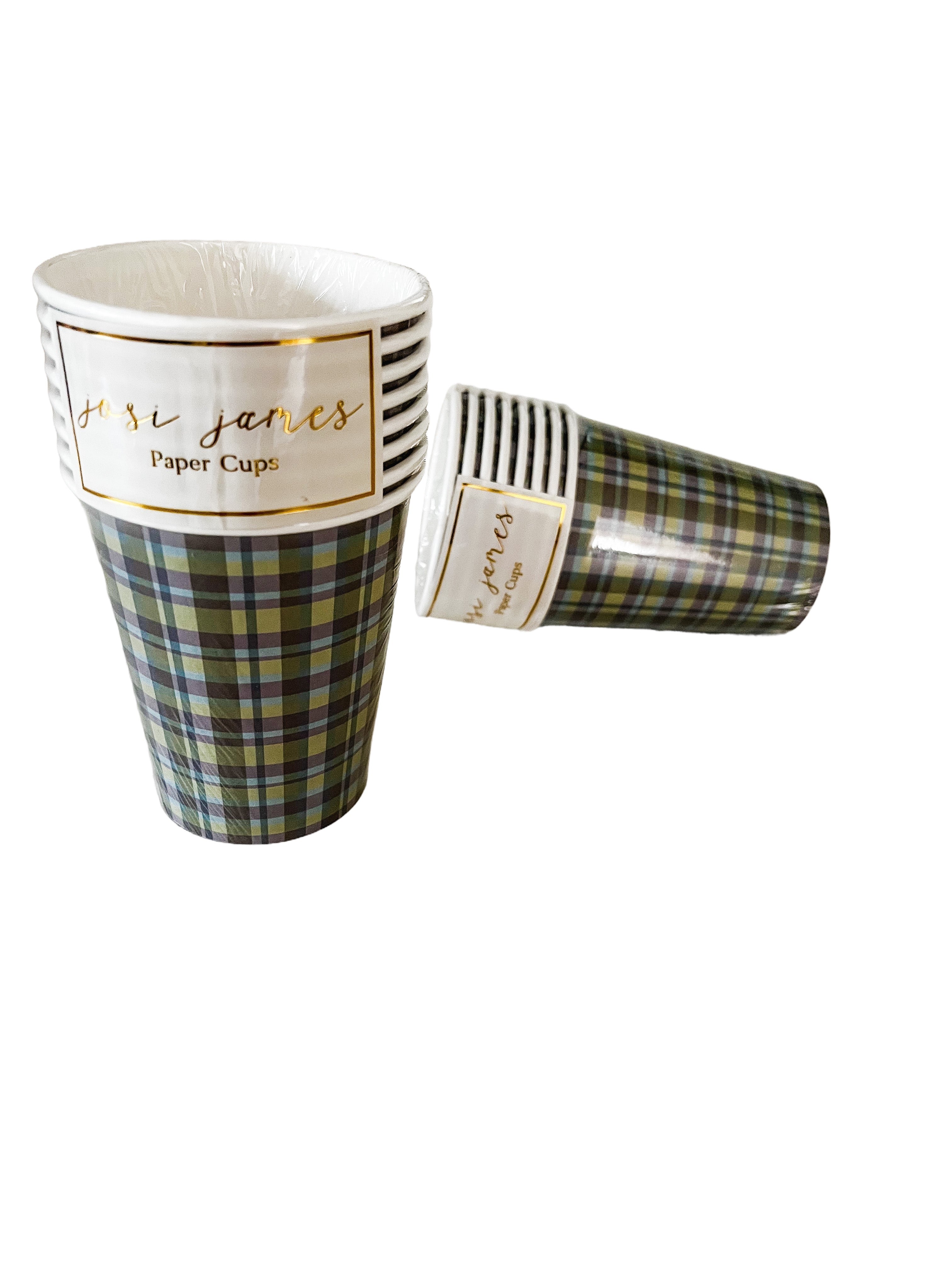 Green & Blue Plaid Cups