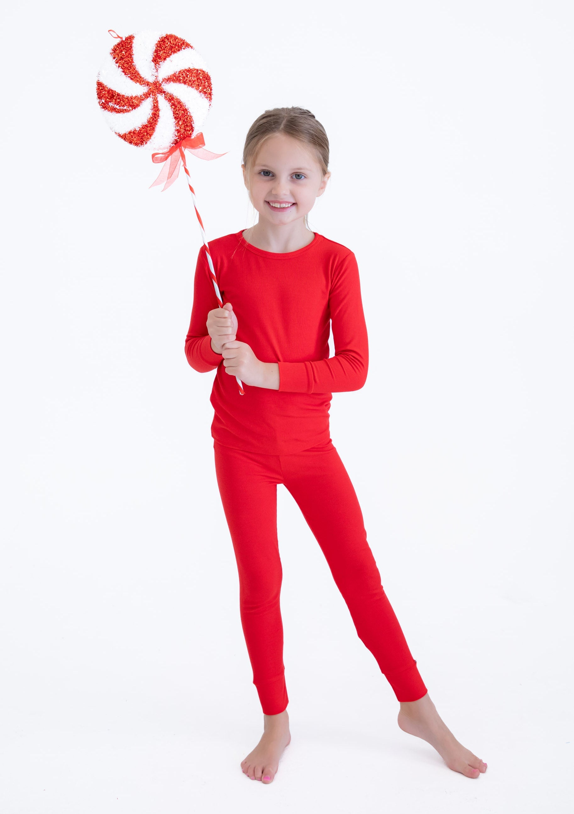 Scarlet Ribbed 2-piece Pajamas