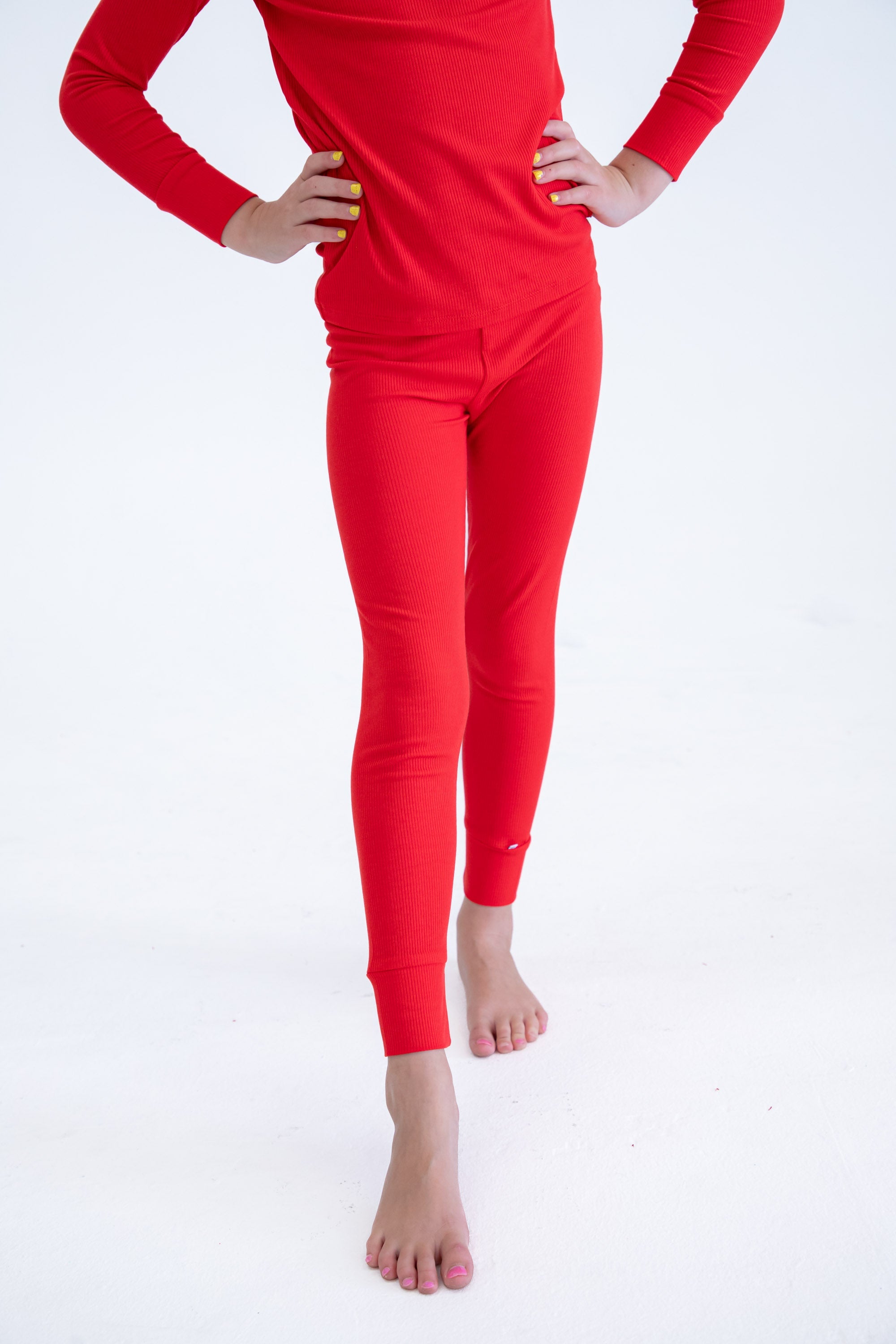 Scarlet Ribbed 2-piece Pajamas