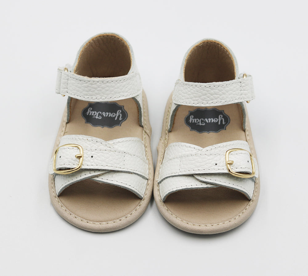 Harper Buckle Sandals - White
