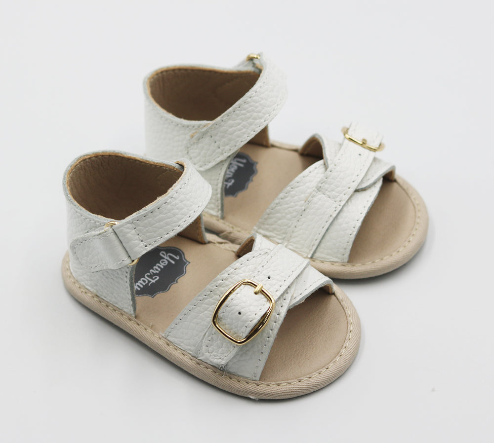 Harper Buckle Sandals - White