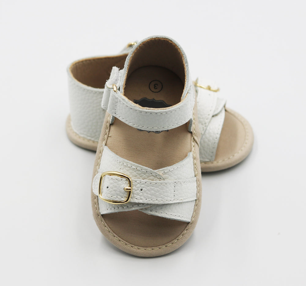 Harper Buckle Sandals - White