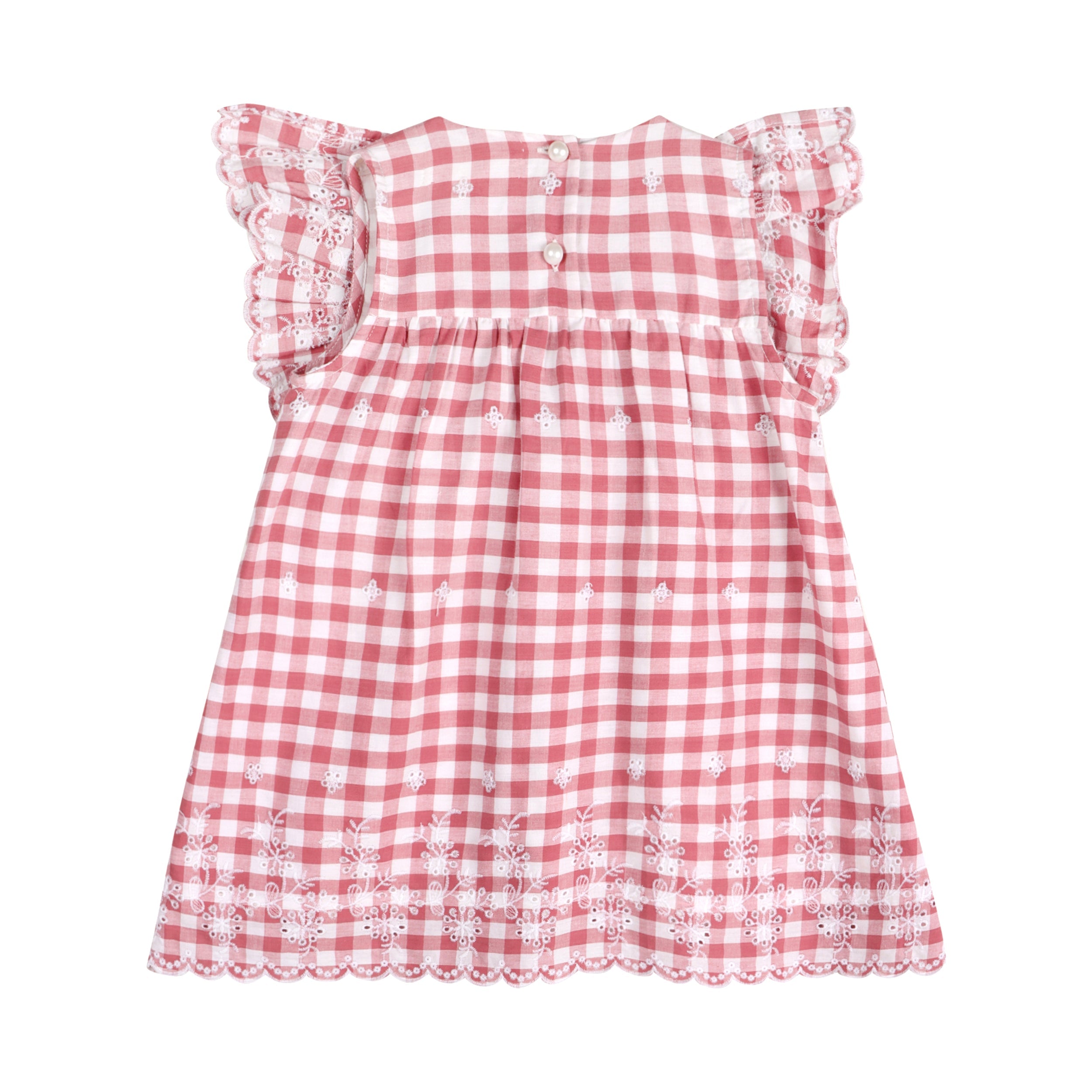 Pink Gingham Schiffli Embroidery Mia Dress